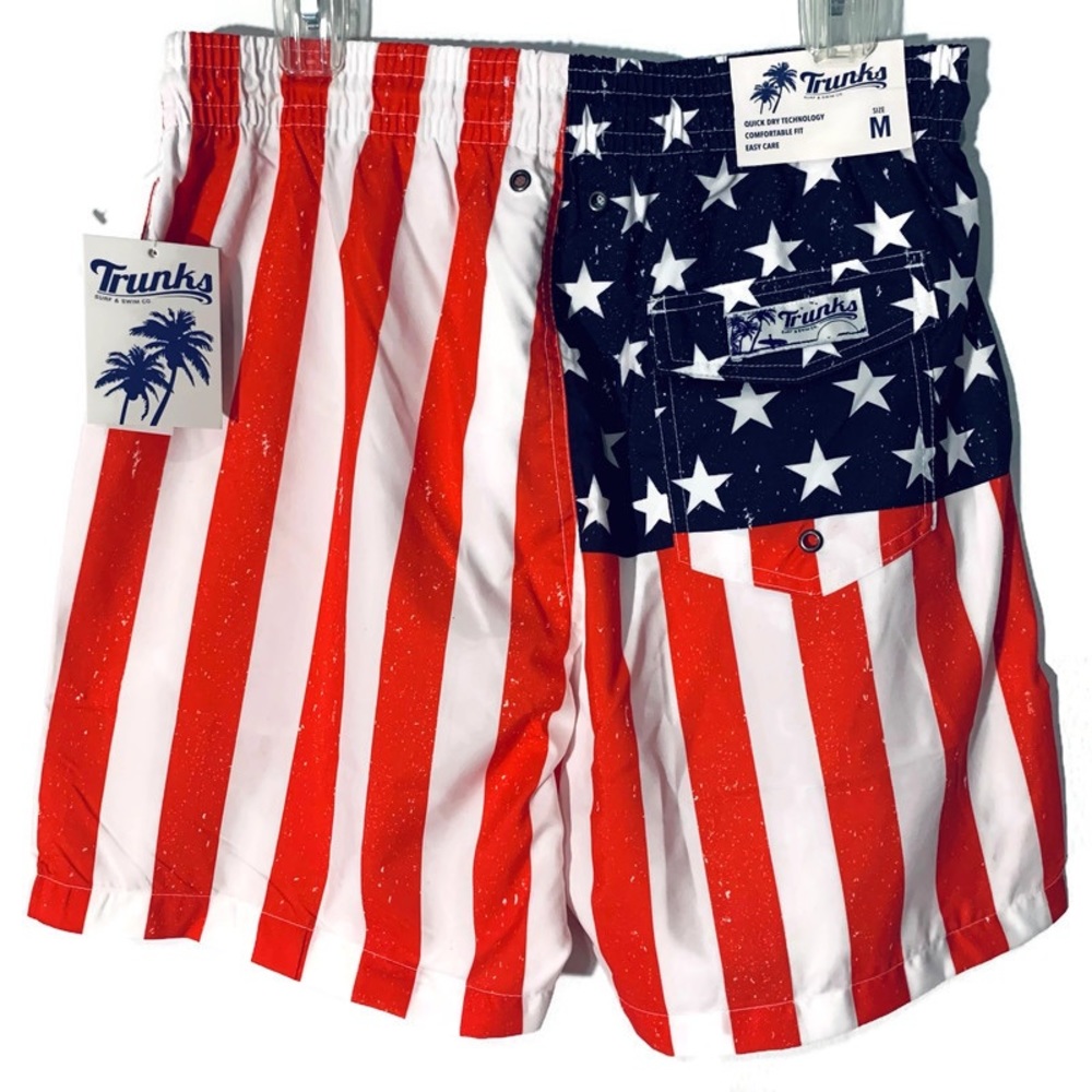 USA Flag Swim Trunks Men’s Medium Patriotic 4th Of July Beach Shorts NWT - Picture 7 of 14